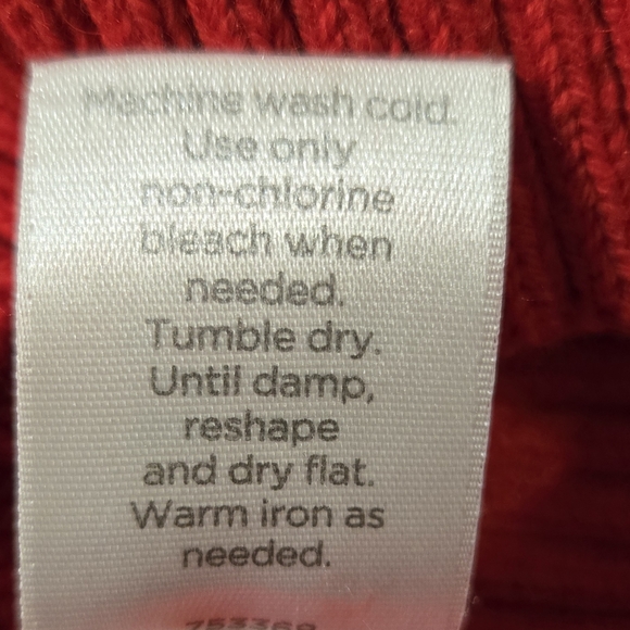 SZ L V-NECK CABLE KNIT SWEATER RED - Picture 5 of 5